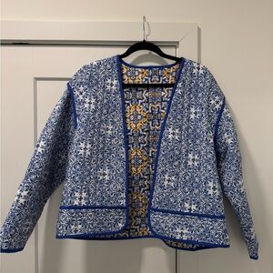 Express Blue and White/Yellow Women's reversible Lite Jacket